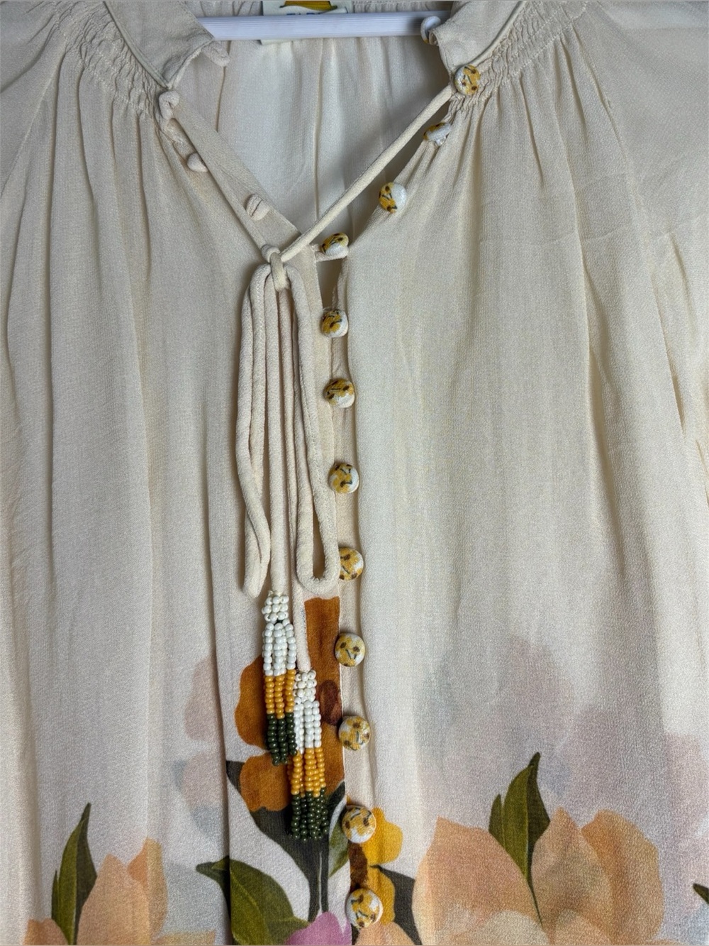 Farm Rio for Anthropologie Puff-Sleeve Boat-Neck Blouse Size M - Picture 5 of 9